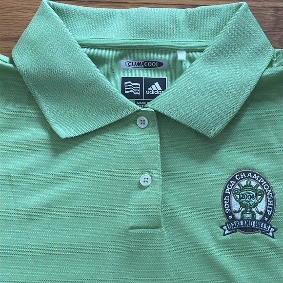 Adidas 90th PGA Championship Golf Oakland Hills Women Green Collar Polo Shirt XL - Picture 2 of 6